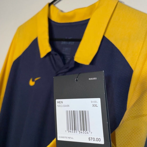Men's Nike Milwaukee Brewers Navy Legacy Raglan Polo Size 2XL $70 N911-044N - Picture 3 of 4